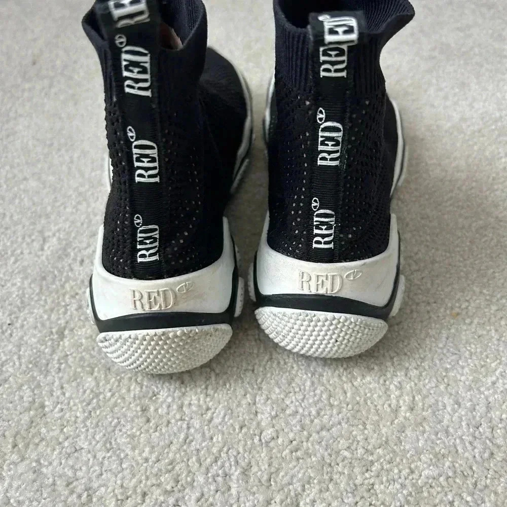 RED Valentino Glam Run Sock Sneakers Black Knit High Top Slip On Shoes
